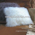 mongolian fur cushion natural white color tibet lamb fur pillow